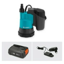 Gardena Akku-Klarwasserpumpe 2000/2 18V P4A 18 V, 1 Akku, Max. Fördermenge: 2.000 L/h -Gartenwerkzeuge 12 1429