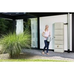 4rain Wandtank Slim Stone Sandbeige, 300 L -Gartenwerkzeuge 12 1708