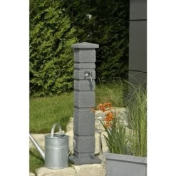 Wasserzapfstelle Romana Black Granitfarben, Höhe: 110 Cm, Ausstattung: Wasserhahn -Gartenwerkzeuge 12 2446
